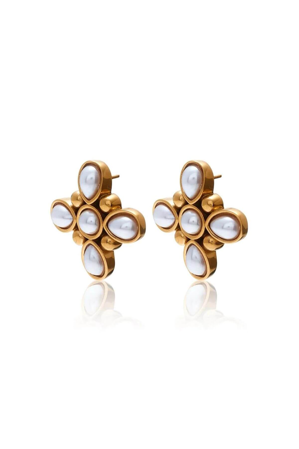 SOLEIL EARRINGS FAUX PEARL/GOLD