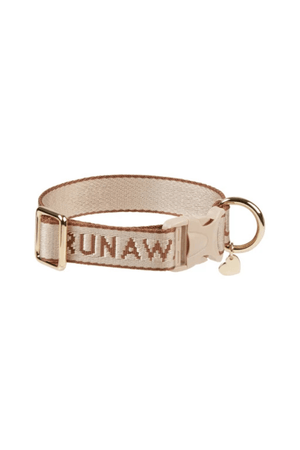 RUNAWAY WOVEN DOG COLLAR MACADAMIA/CHESTNUT