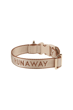 RUNAWAY WOVEN DOG COLLAR MACADAMIA/CHESTNUT