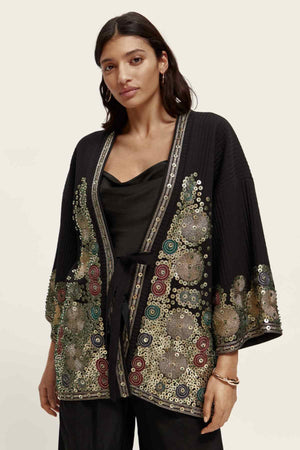 EMBROIDERED KIMONO JACKET EVENING Treasure Box by Biani NZ