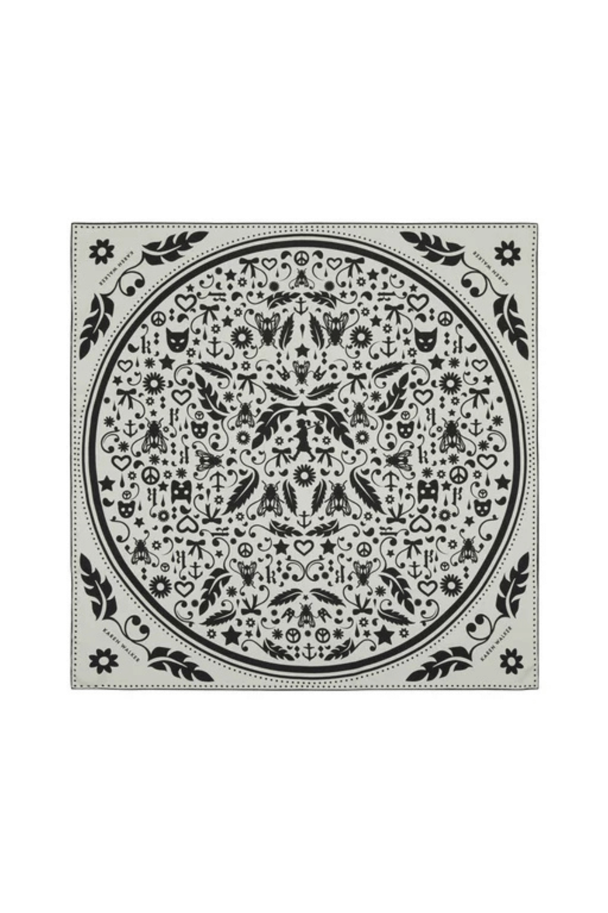 FILIGREE CLASSIC SILK SCARF CREAM/BLACK