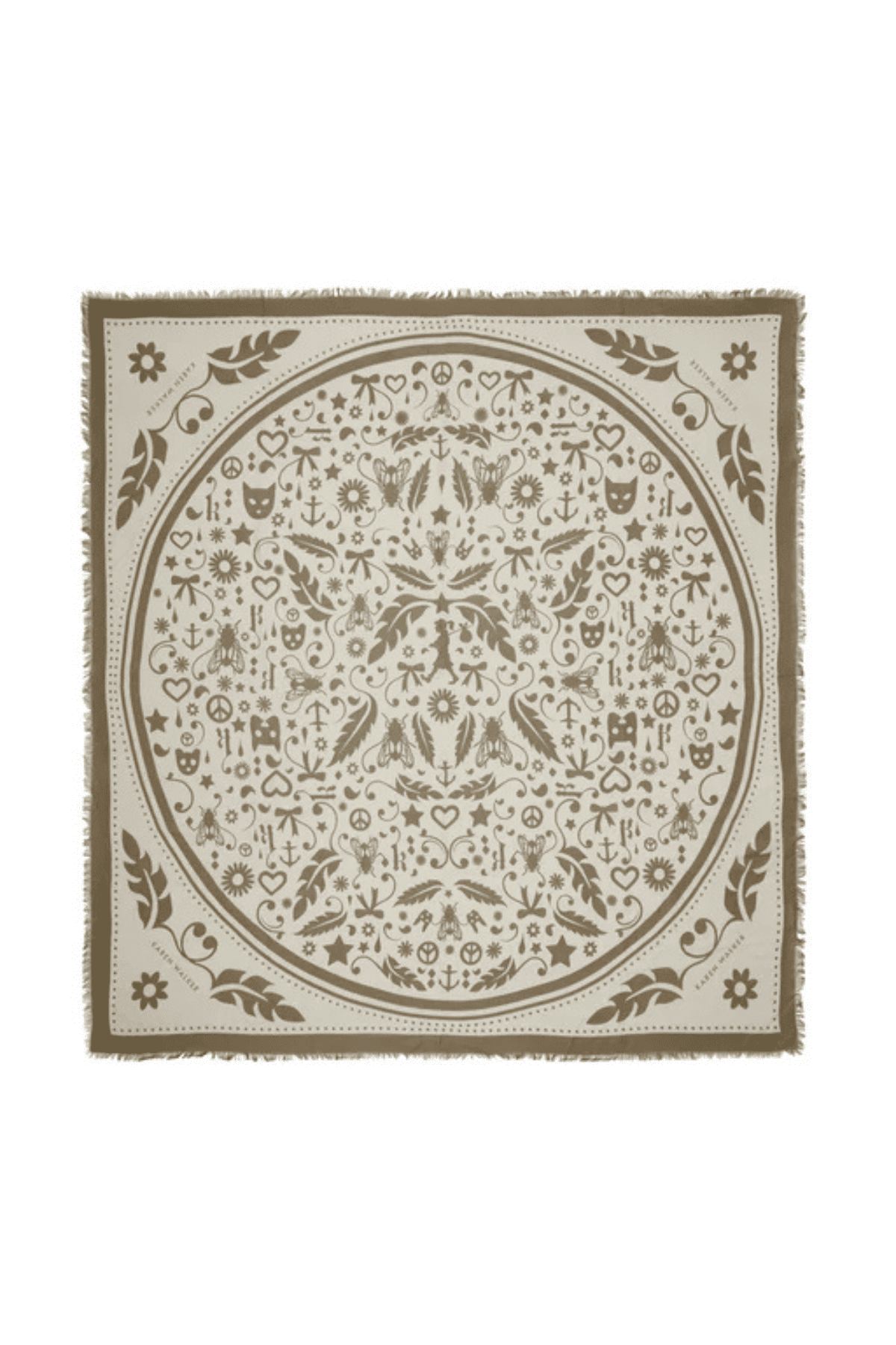 FILIGREE MODAL TWILL SCARF CREAM/OLIVE