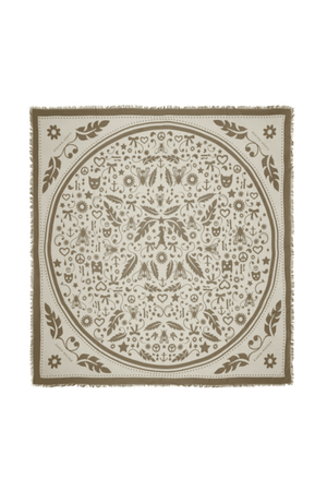 FILIGREE MODAL TWILL SCARF CREAM/OLIVE