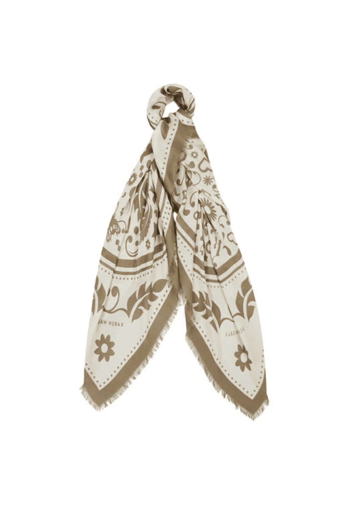 FILIGREE MODAL TWILL SCARF CREAM/OLIVE