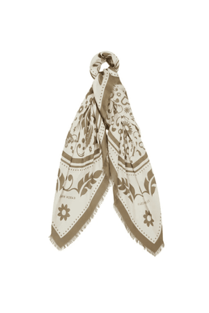 FILIGREE MODAL TWILL SCARF CREAM/OLIVE