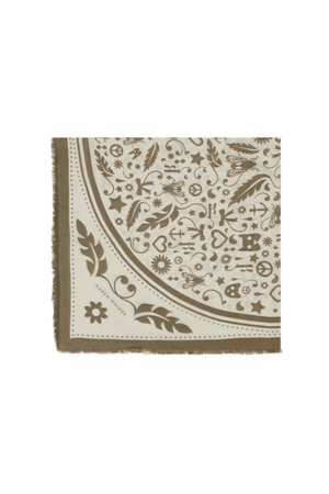 FILIGREE MODAL TWILL SCARF CREAM/OLIVE