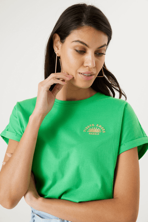 LADIES T SHIRT FESTIVE GREEN