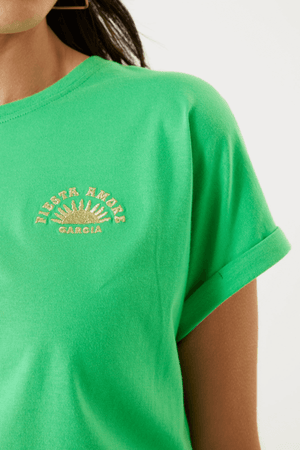 LADIES T SHIRT FESTIVE GREEN